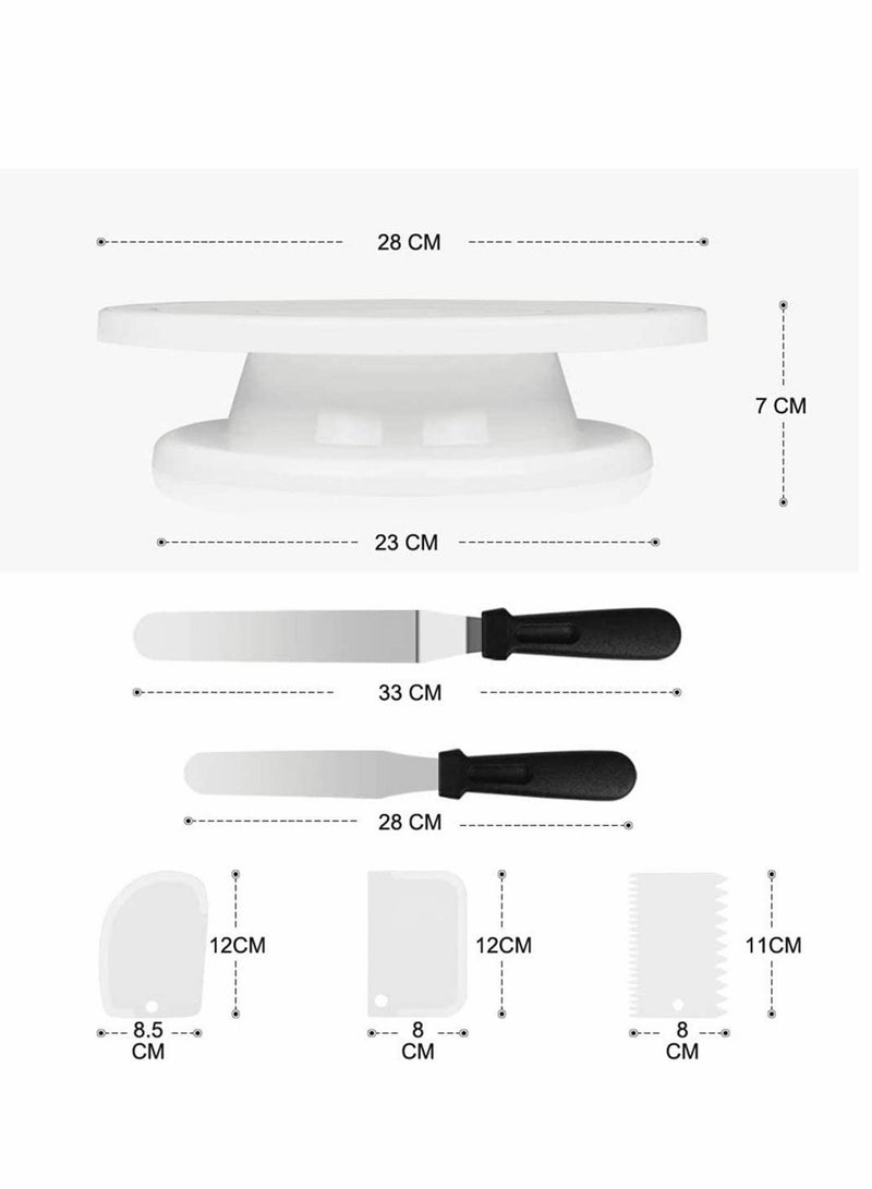 KASTWAVE Cake Decorating Tools Kit with Rotating Cake Turntable 12 Cake Decorating Tips 2 Icing Spatula 3 Icing Smoother 50 Disposable Pastry Bags and 1 Coupler Baking Set Basic White - Image 3