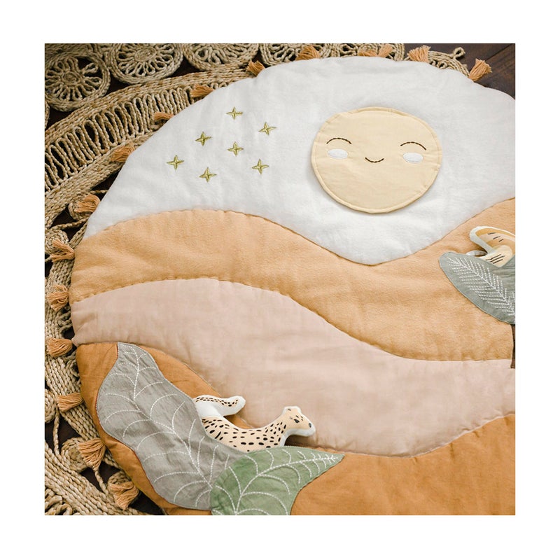 Crane Baby Activity Mat with Interactive Toys, Safari Zoo Themed Tummy Time Floor Mat, 36x36 Quilted Cotton Playmat, Infant Development Toys, Playmats for Newborn - Image 5