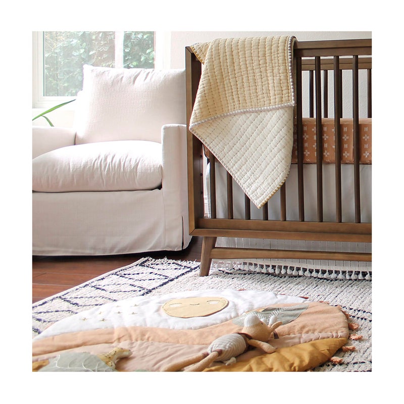 Crane Baby Activity Mat with Interactive Toys, Safari Zoo Themed Tummy Time Floor Mat, 36x36 Quilted Cotton Playmat, Infant Development Toys, Playmats for Newborn - Image 3