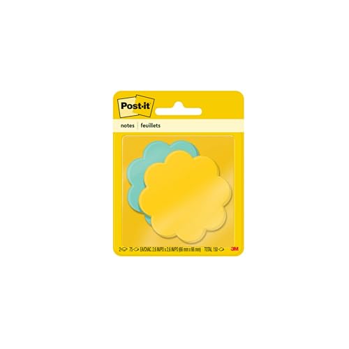 Post It Post-it Notes, Daisy Shape, Assorted Colors, 2.6x2.6 in, 2 Pads, 75 Sheets/Pad (7350-DSY) - Image 1