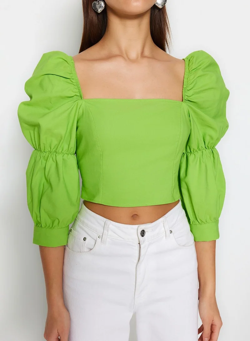 trendyol Square Neck Balloon Sleeve Top