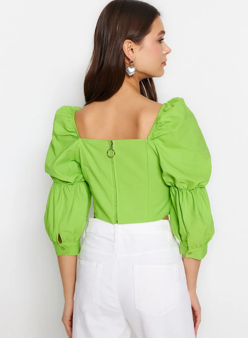 trendyol Square Neck Balloon Sleeve Top