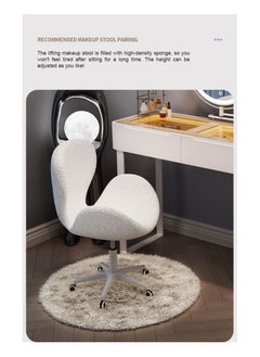 AWD Sleek Modern Dressing Table with Chair and Retractable Mirror White Vanity Table Lighted Countertop Luminous Dressing Table Vanity Desk Makeup Table with Storage Drawers for Women's Bedroom Organizer  - Image 2