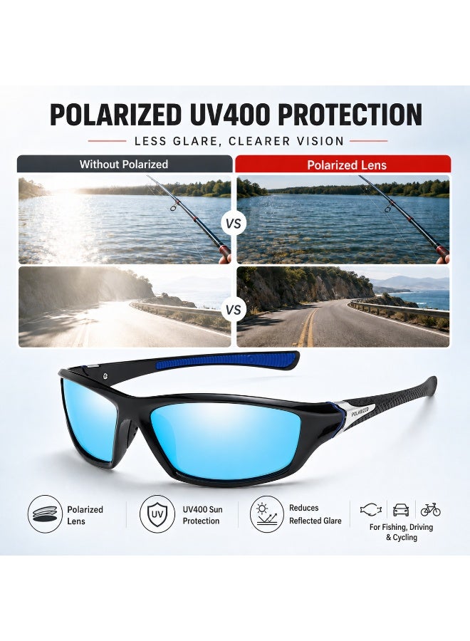 Polarized Sports Sunglasses for Men, UV400 Anti-Glare Eyewear for Fishing, Cycling, Driving, Hiking, Outdoor Activities — Lightweight TR90 Frame - Image 3
