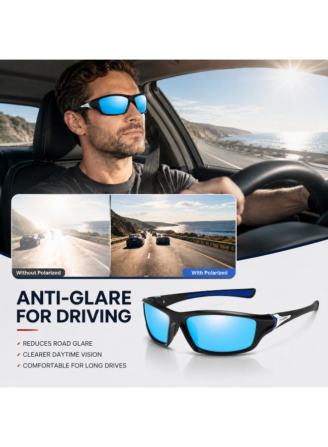 Polarized Sports Sunglasses for Men, UV400 Anti-Glare Eyewear for Fishing, Cycling, Driving, Hiking, Outdoor Activities — Lightweight TR90 Frame - Image 4