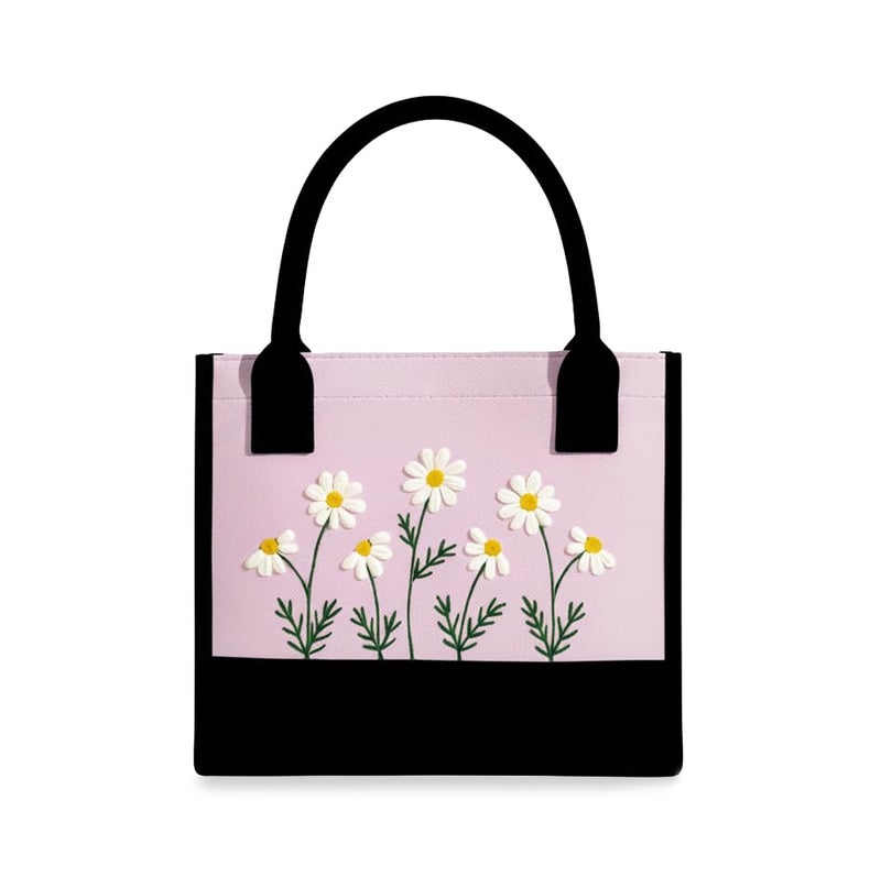 ECOCARRY Cotton Tote Bag For Woman Stylish | Embroidered Canvas Hand Bag With Floral Design | Latest Casual Shoulder Bag Zipper For College Girls, Office, Daily Use, Travel, Beach, Shopping (Purple) - Image 1
