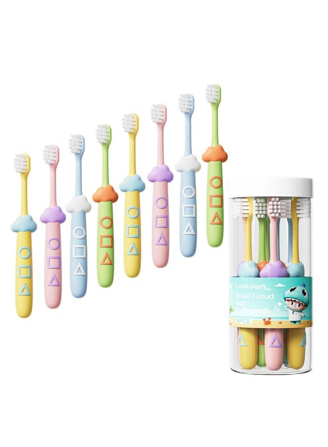Lonlown Kids Toothbrushes 8 Pack,Soft Bristle Toothbrush for Toddlers 2-12 Years Old, Cute Multicolor Boys Girls Toothbrushes,Clean Kids Teeth Bristles Not Easy to Shed - Image 1