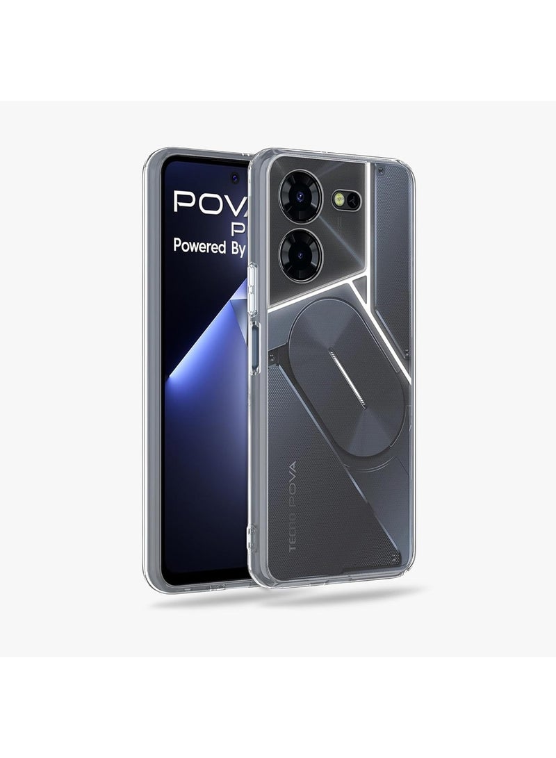 Techie غطاء خلفي شفاف مضاد للصدمات من TPU ل Tecno Pova 5 Pro 5G رقيق جداً وناعم الزوايا مضاد لبصمات الأصابع - Image 4
