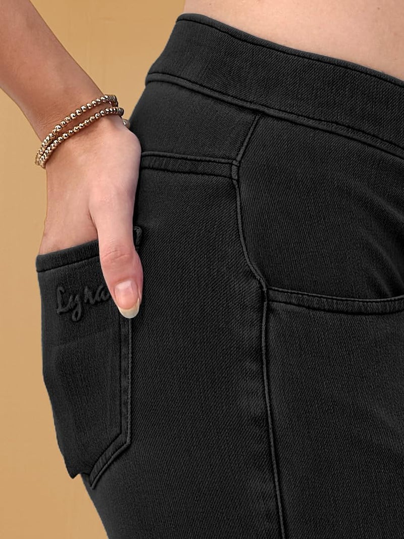 Lyra Women's Solid Mid Rise | Rich Cotton Knitted Fabric | Regular Length | Pack of 1 Black - Image 5