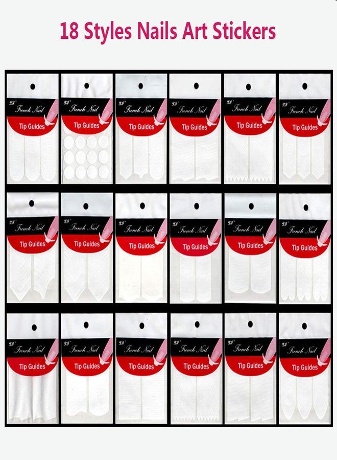 GBSTORE 18 Sheet 22 Different Design French Nail Art Sticker,Nail Art Designs Stencils Manicure Tip Guides Stickers DIY Styling NailTools - Image 2