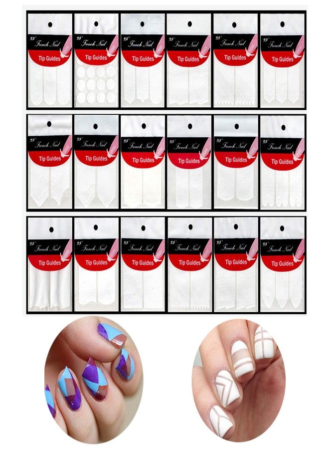 GBSTORE 18 Sheet 22 Different Design French Nail Art Sticker,Nail Art Designs Stencils Manicure Tip Guides Stickers DIY Styling NailTools - Image 1