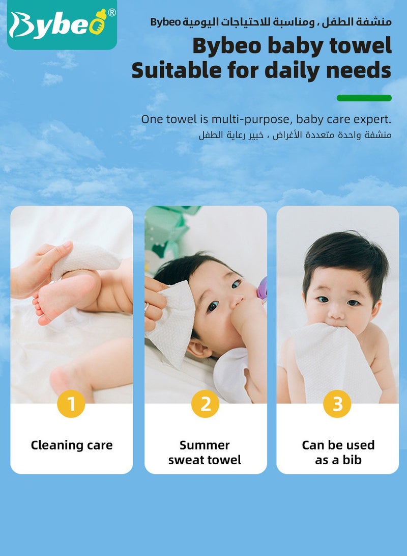 MIXDE 5 Packs Baby Cotton Tissue, Soft Baby Dry Wipe, Wet and Dry Use, Infant Cotton Towel, Made of Pure Cotton, 400 Count Unscented Disposable Facial Cotton Tissues for Baby Sensitive Skin - Image 2
