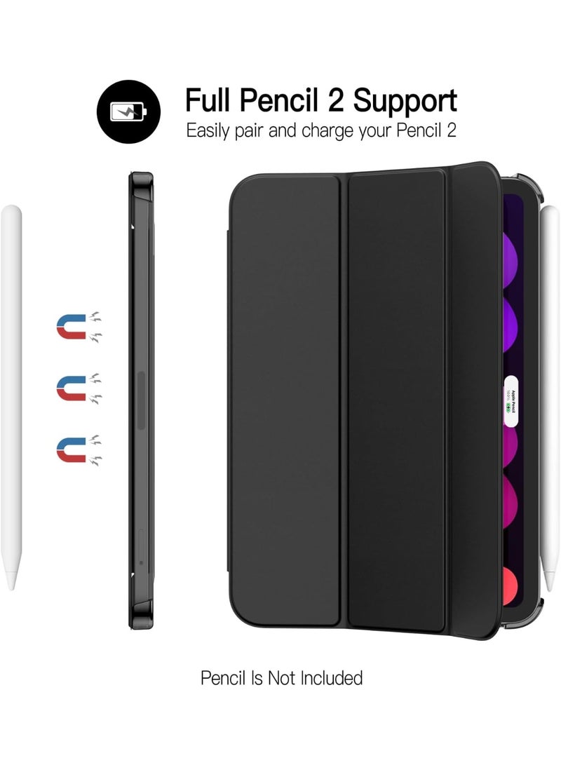 Procases Smart Case for iPad Mini 7 (A17 Pro, 2024) & iPad Mini 6 (2021) – Slim Magnetic Stand Cover with Pencil 2 Support & Auto Wake/Sleep (Black) - Image 1