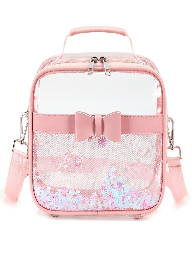 KIDNUO Clear Purses for Women Stadium Approved Clear Bags Small Crossbody Bag Handbags Transparent Tote Bag Wallet Pouch, Pink, Small - Image 1