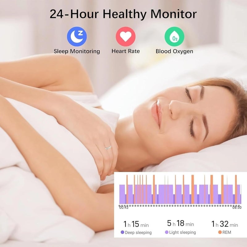 Yoidesu 2025 New Smart Health Ring for Women, Health Care Sleep Heart Rate Fitness Tracker, Steps Distance, Calorie Calculation, Multiple Sports Modes, IP68 Water Proof, Charging Case (12) - Image 2