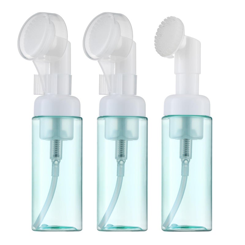 Owlyee 2oz Foam Bottle 3PCS with Brush Empty Foaming Pump Dispenser for Hand Soap Lash Cleanser Shampoo to Travel 60ml Green