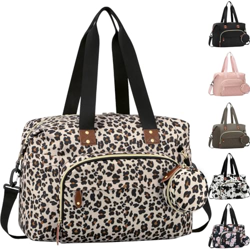 Tenot Diaper Bag Tote with Pacifier Case Baby Bag for Women with Shoulder Straps Travel Diaper Tote for for Mom and Dad Medium Size Leopard Print - Image 1