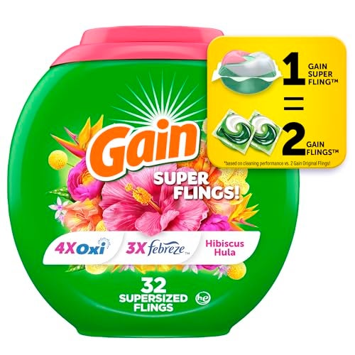 Gain Super Sized Flings Laundry Detergent Pacs 32 Count Hibiscus Hula Scent