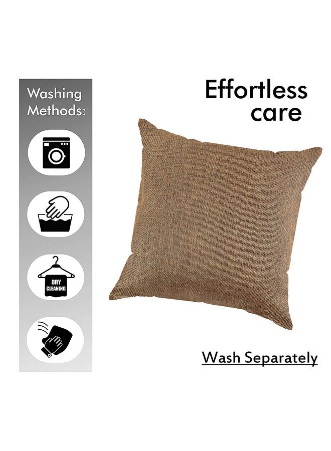 FRESH FROM LOOM Brown Jute Cushion Covers - Set of 5 Hypo-Allergenic Diwan Sofa Pillow Covers (16x16 Inches) - Image 5