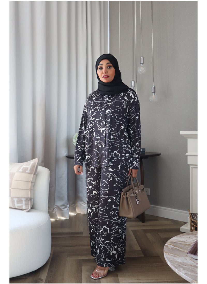 Jimmy Le Bond - Chic Waves Matching Set – Premium Modest Wear (Black Elegance) - Image 1