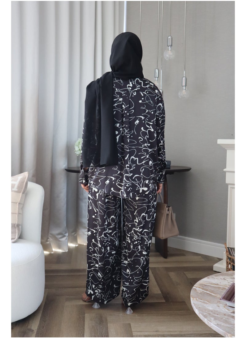 Jimmy Le Bond - Chic Waves Matching Set – Premium Modest Wear (Black Elegance) - Image 1