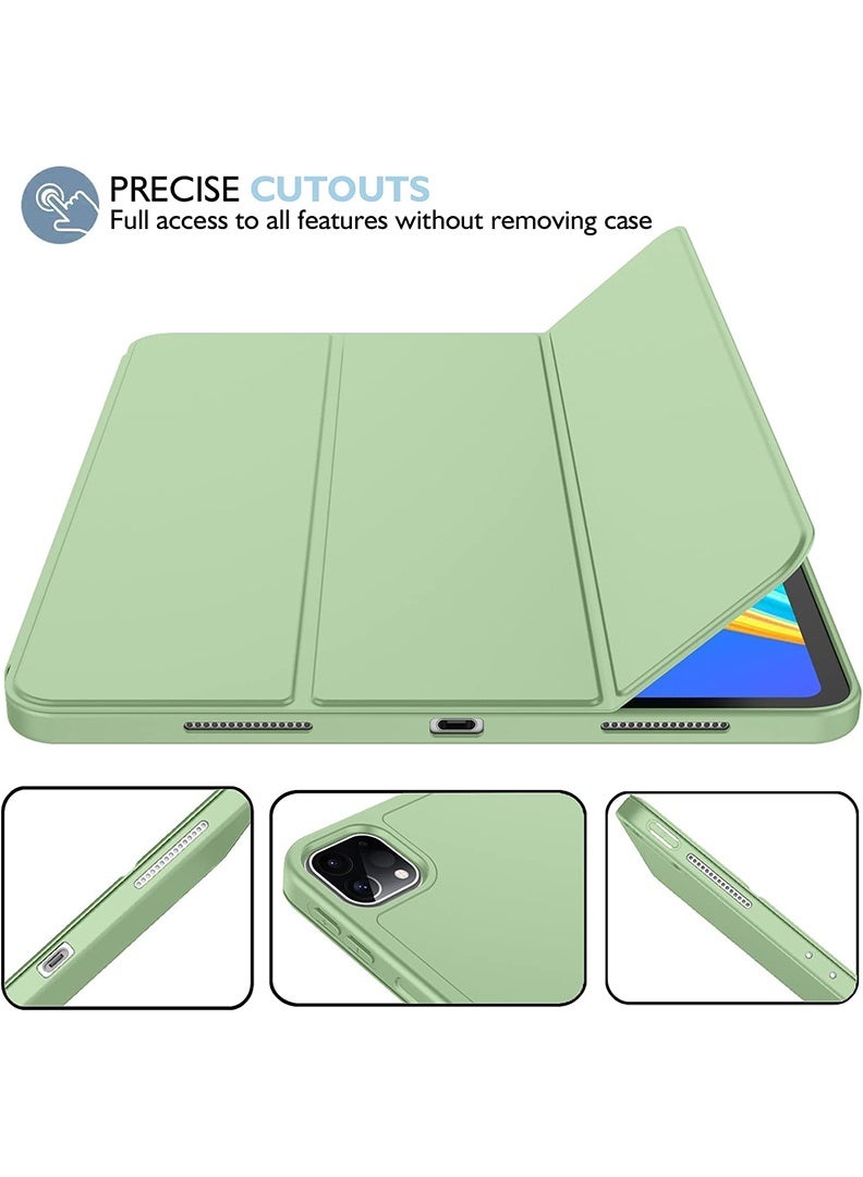 Theodor iPad Pro 11 Inch M4 2024 Case (5th Gen) with Pencil Holder, Smart iPad Case With Pencil Holder Slim Tablet Cover with Soft TPU Back, Auto Wake/Sleep Matcha Green - Image 2
