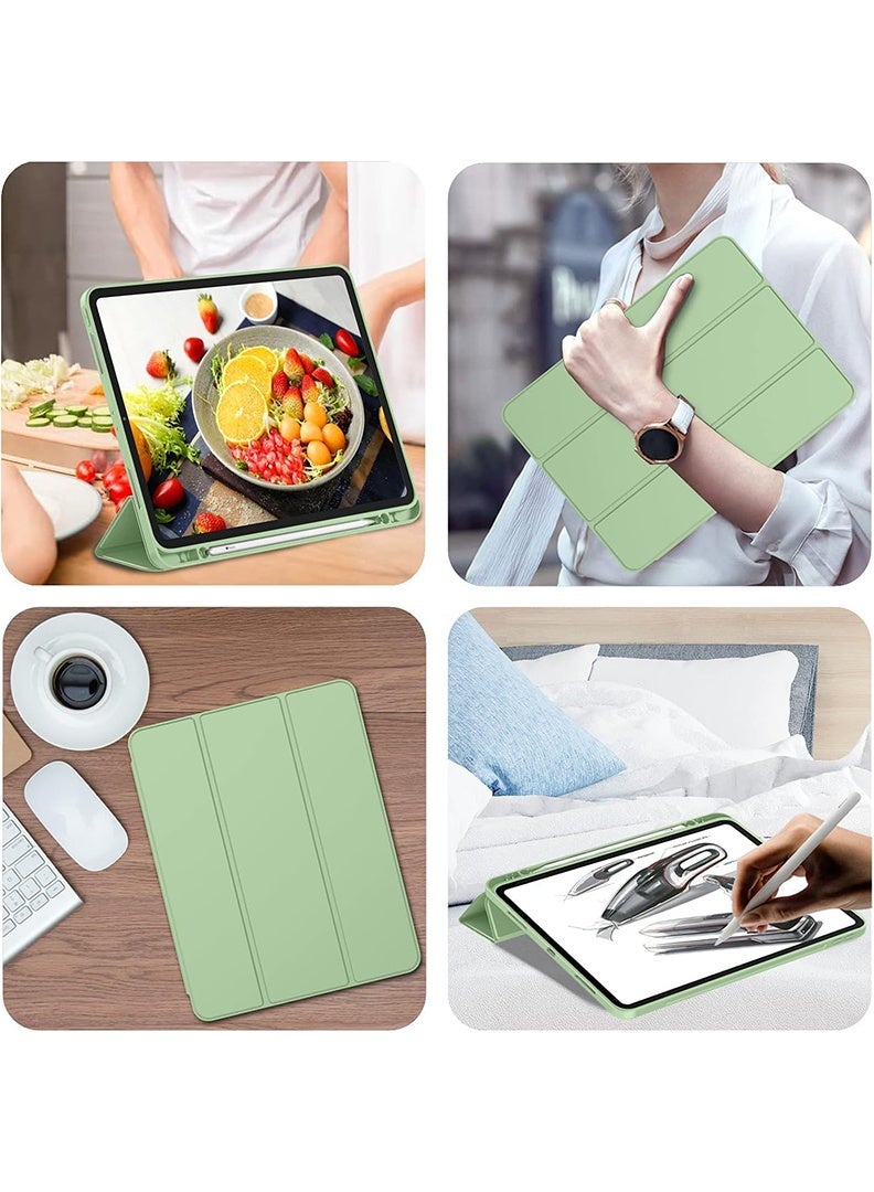 Theodor iPad Pro 11 Inch M4 2024 Case (5th Gen) with Pencil Holder, Smart iPad Case With Pencil Holder Slim Tablet Cover with Soft TPU Back, Auto Wake/Sleep Matcha Green - Image 3