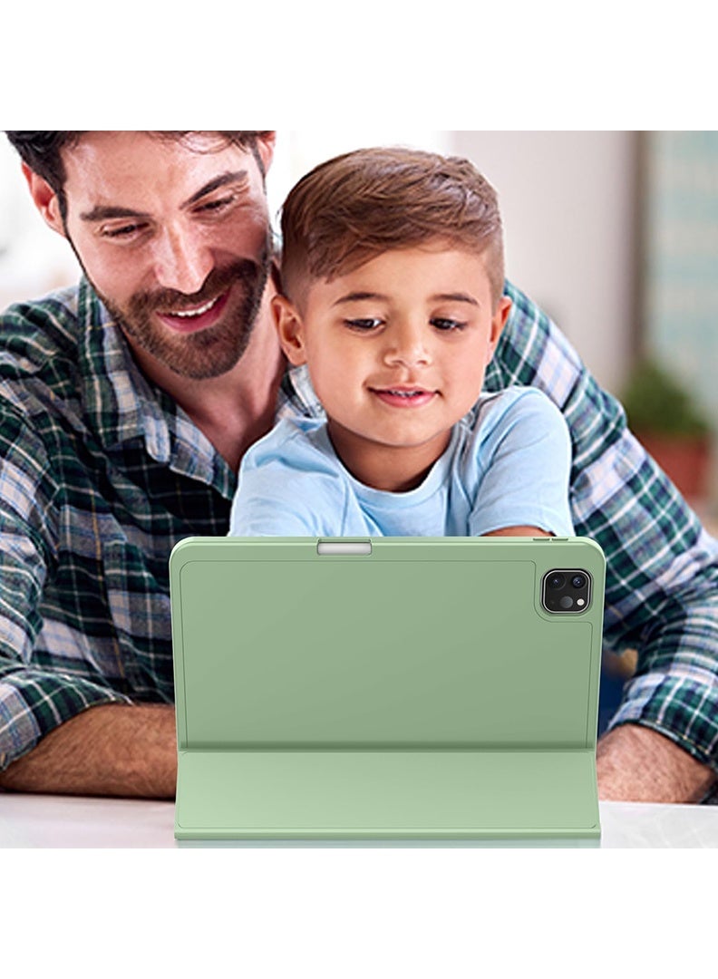 Theodor iPad Pro 11 Inch M4 2024 Case (5th Gen) with Pencil Holder, Smart iPad Case With Pencil Holder Slim Tablet Cover with Soft TPU Back, Auto Wake/Sleep Matcha Green - Image 5