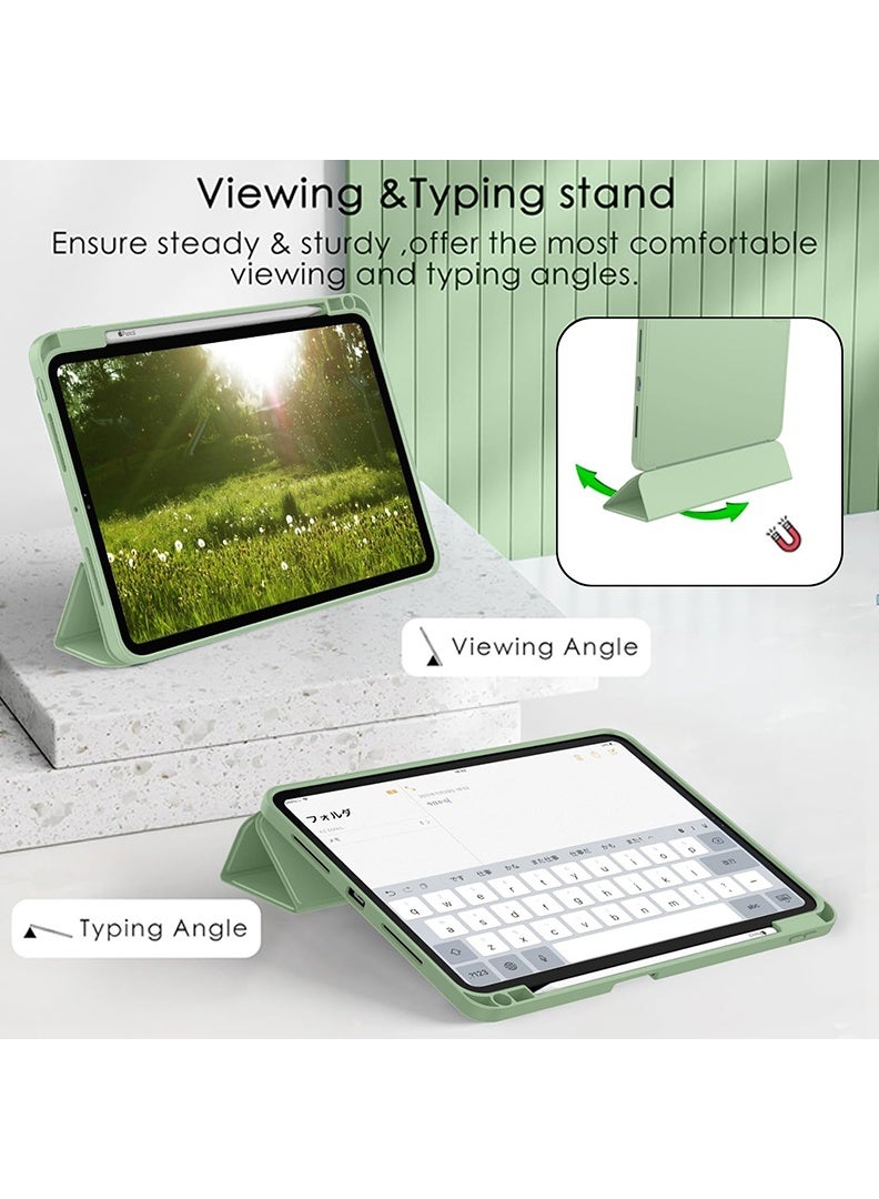 Theodor iPad Pro 11 Inch M4 2024 Case (5th Gen) with Pencil Holder, Smart iPad Case With Pencil Holder Slim Tablet Cover with Soft TPU Back, Auto Wake/Sleep Matcha Green - Image 3