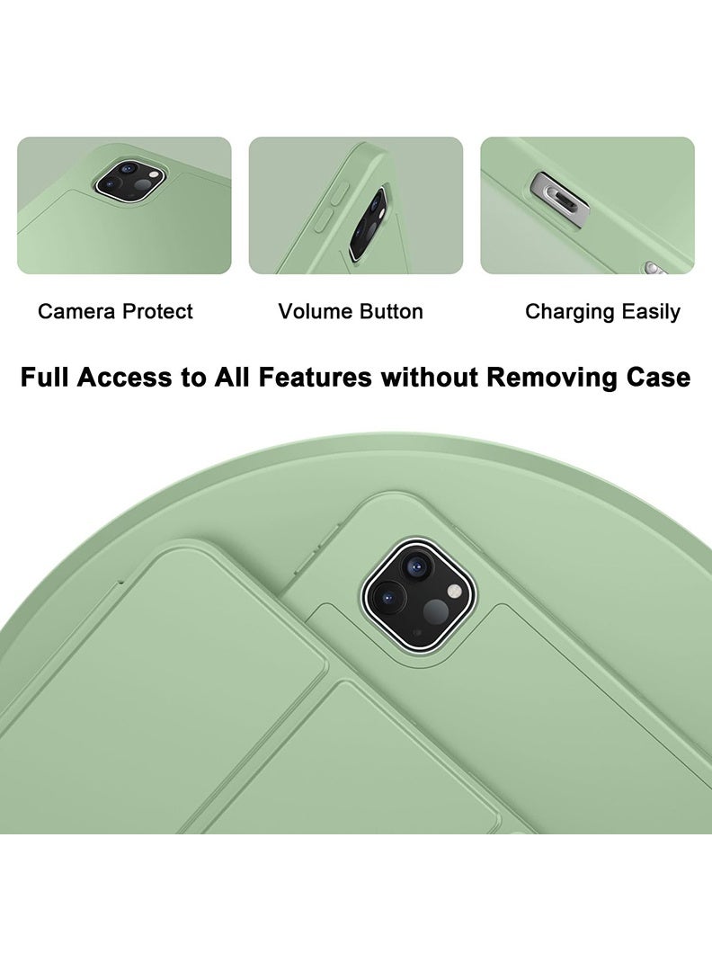 Theodor iPad Pro 11 Inch M4 2024 Case (5th Gen) with Pencil Holder, Smart iPad Case With Pencil Holder Slim Tablet Cover with Soft TPU Back, Auto Wake/Sleep Matcha Green - Image 2