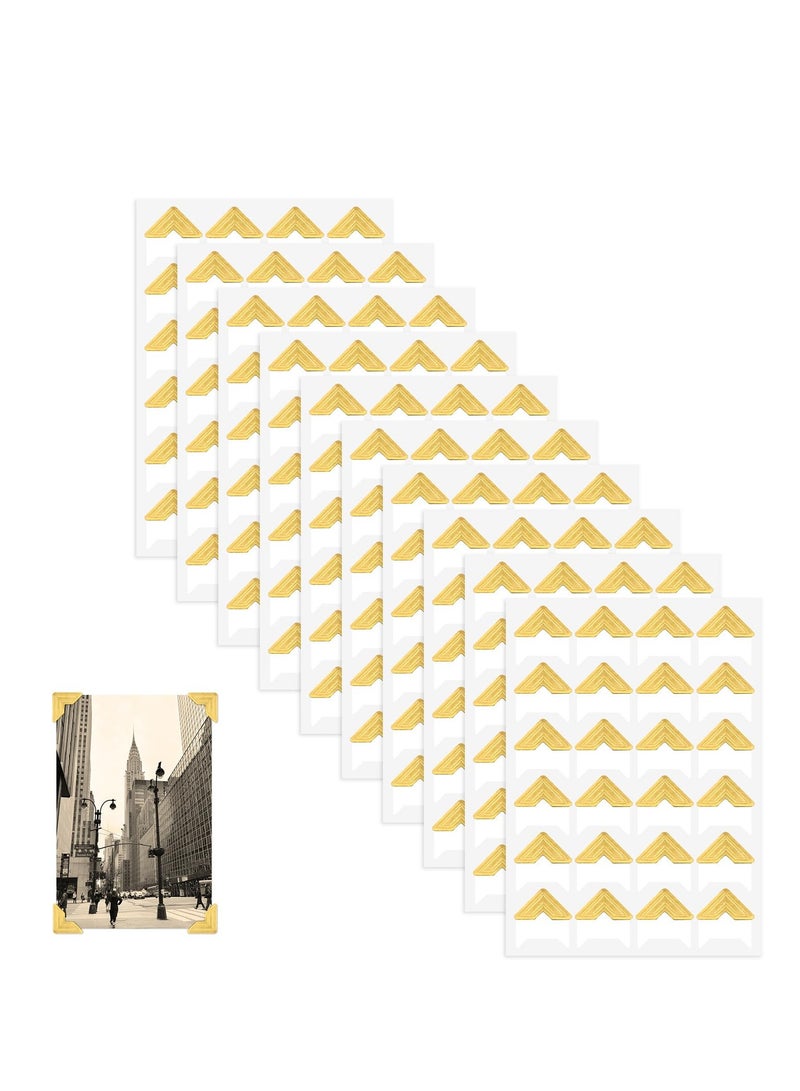 Excefore Photo Corners for Scrapbooking, Gold Photo Corners for Scrapbooking - Self-Adhesive Photo Mounting Corners for DIY Scrapbook Photo Album Diary, 10 Sheets - Image 1