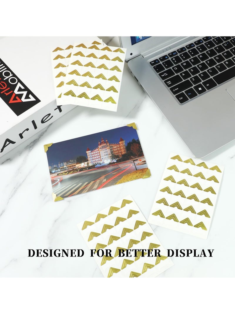 Excefore Photo Corners for Scrapbooking, Gold Photo Corners for Scrapbooking - Self-Adhesive Photo Mounting Corners for DIY Scrapbook Photo Album Diary, 10 Sheets - Image 5