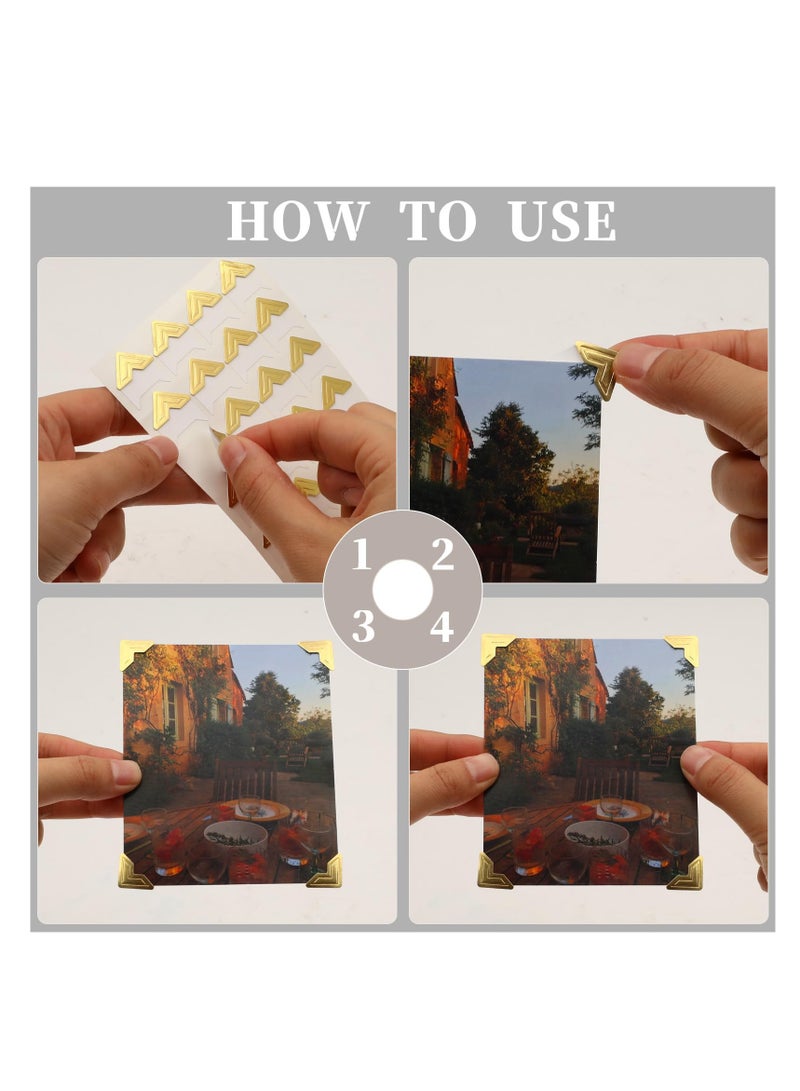 Excefore Photo Corners for Scrapbooking, Gold Photo Corners for Scrapbooking - Self-Adhesive Photo Mounting Corners for DIY Scrapbook Photo Album Diary, 10 Sheets - Image 4
