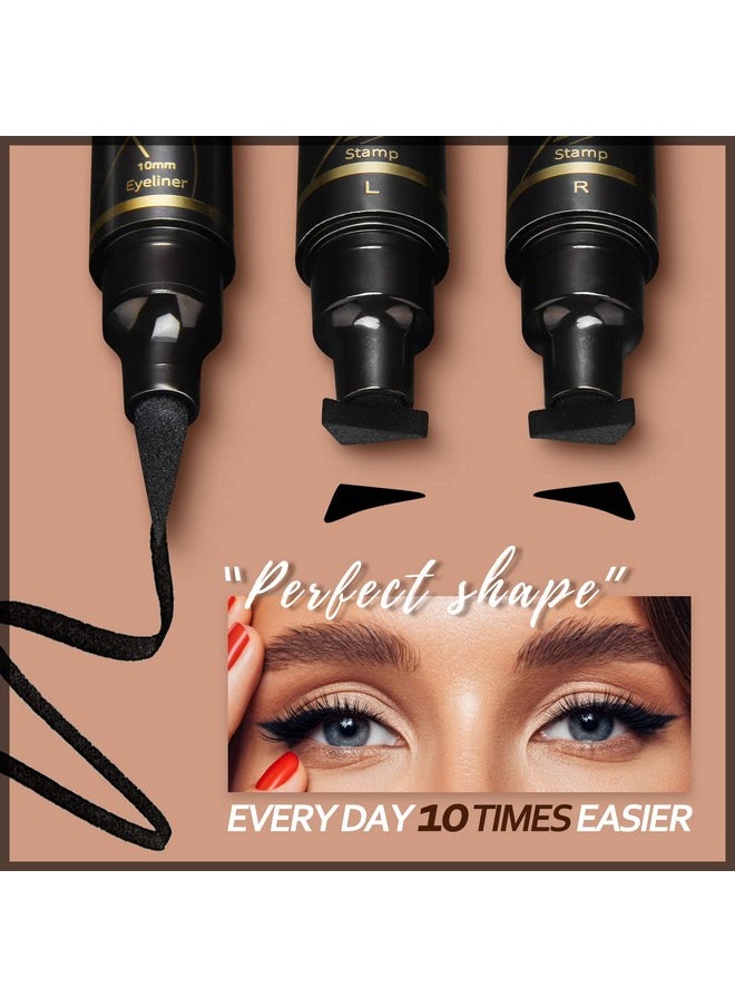 Anglicolor Liquid Eyeliner Stamp, Winged Eyeliner Stamp, Waterproof Long Lasting Dual Ended Eyeliner Pen For Women Christmas Gift (01-Black)  - Image 2