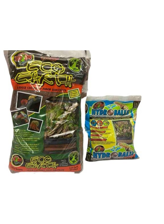 ركيزة ألياف جوز الهند السائبة من NewZooland ZM Eco Earth سعة 8 كوارت مع ركيزة HydroBalls خفيفة الوزن من الطين الموسع لتراريوم الزواحف بوزن 2.5 رطل - Image 1