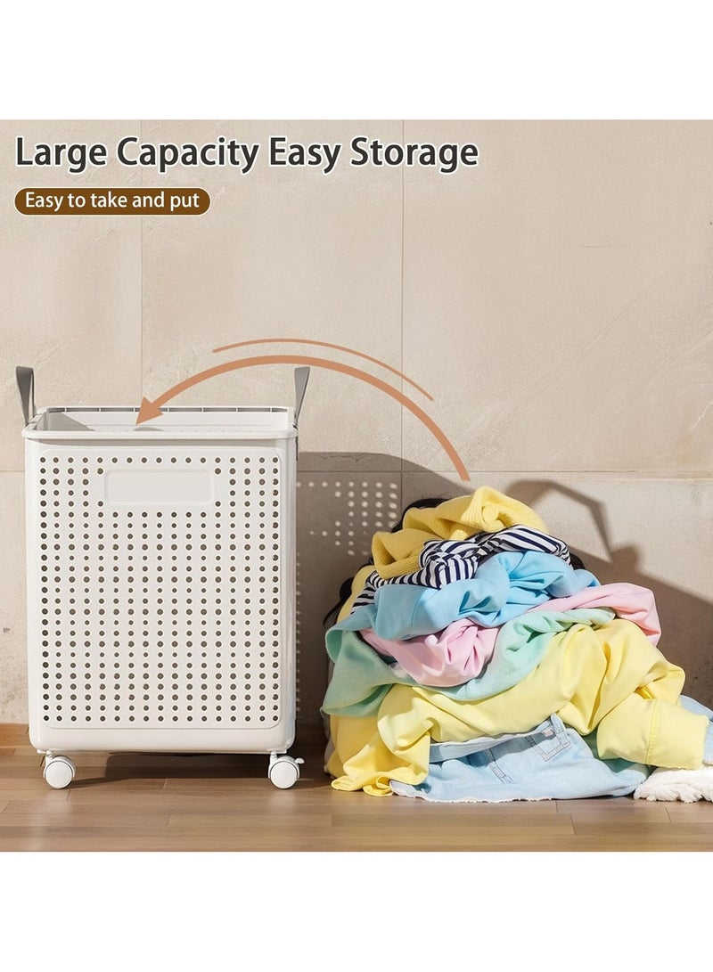 Beauenty Foldable Laundry Basket,Portable Laundry Basket,with Wheels,Lightweight Foldable Dirty Laundry Bin,Large Capacity,Space-Saving Laundry Hamper,for Home, Laundry, Travel  - Image 3