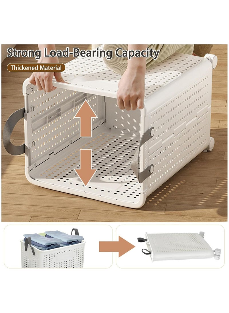 Beauenty Foldable Laundry Basket,Portable Laundry Basket,with Wheels,Lightweight Foldable Dirty Laundry Bin,Large Capacity,Space-Saving Laundry Hamper,for Home, Laundry, Travel  - Image 2