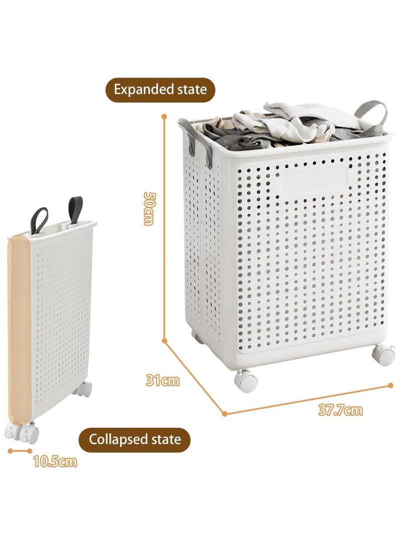 Beauenty Foldable Laundry Basket,Portable Laundry Basket,with Wheels,Lightweight Foldable Dirty Laundry Bin,Large Capacity,Space-Saving Laundry Hamper,for Home, Laundry, Travel  - Image 5