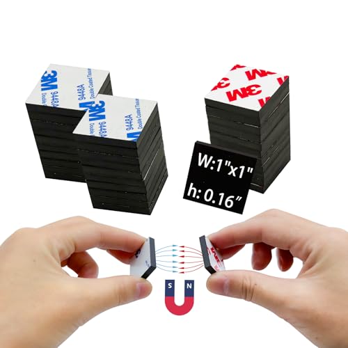 CHUNNIAO Paired Magnets with Adhesive Backing,Small Square 1",Strong Thick Magnet Tape,Matched Sticky Magnetic Sticker(36 Pieces=18 Pairs),Thickness 0.16" - Image 1