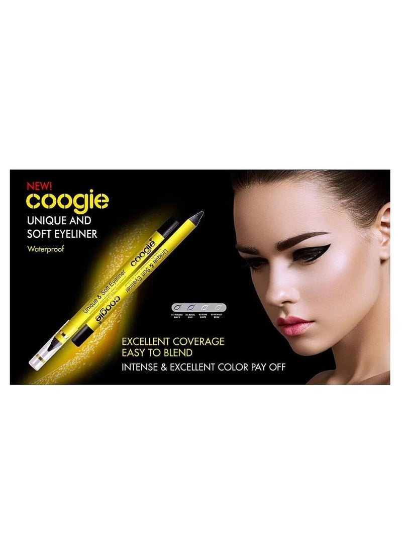 Coogie Unique And Soft Waterproof Eye Liner - 01 Intense Black