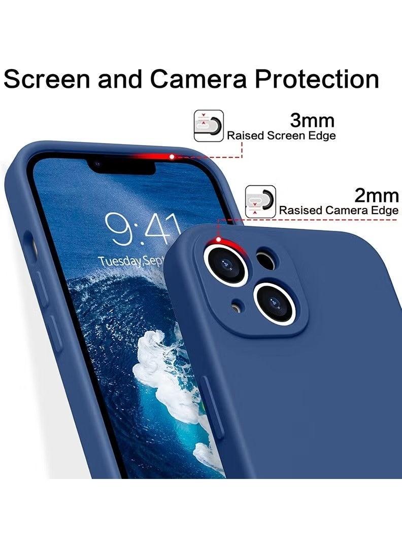 متوافق مع غطاء iPhone 13 مقاس 6.1 بوصة، مصنوع من السيليكون السائل عالي الجودة [حماية للكاميرا] [بطانة ناعمة من الألياف الدقيقة مقاومة للخدش] غطاء هاتف نحيف مقاوم للصدمات لهاتف iPhone 13، لون أزرق داكن - Image 3