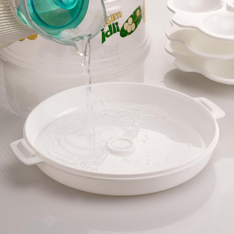 NAYASA صانع إيدلي كبير من ناياسا بلاستيك للميكروويف | خالي من BPA ودرجة غذائية | يصنع 12 إيدلي | مثالي لطهي الإيدلي، الفطائر، موداك، موموس | أبيض - Image 2