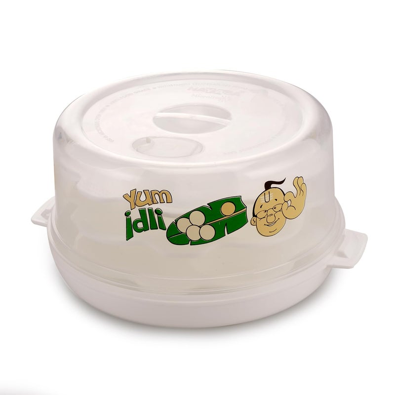 NAYASA صانع إيدلي كبير من ناياسا بلاستيك للميكروويف | خالي من BPA ودرجة غذائية | يصنع 12 إيدلي | مثالي لطهي الإيدلي، الفطائر، موداك، موموس | أبيض - Image 1