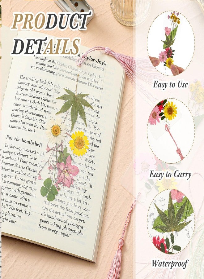 Fuyoooo 150 Pcs Dried Flower Bookmark Making Kit, DIY Pressed Flower Transparent Bookmark Laminating Pouches Party Favor Gift Tag Bulk for Back to School Book Lovers(2 x 6 Inch,Pink) - Image 4