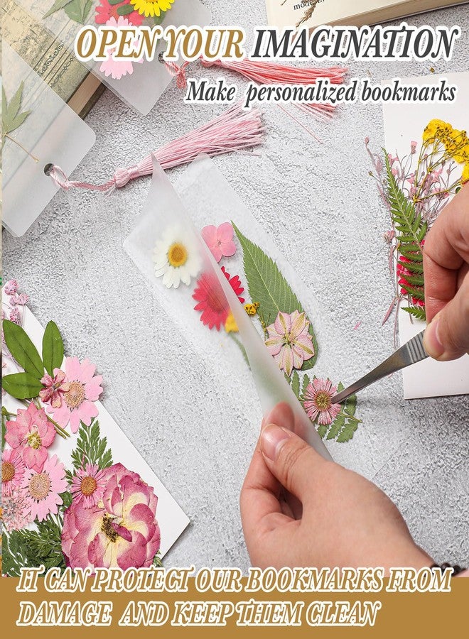 Fuyoooo 150 Pcs Dried Flower Bookmark Making Kit, DIY Pressed Flower Transparent Bookmark Laminating Pouches Party Favor Gift Tag Bulk for Back to School Book Lovers(2 x 6 Inch,Pink) - Image 5