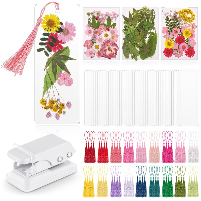 Fuyoooo 150 Pcs Dried Flower Bookmark Making Kit, DIY Pressed Flower Transparent Bookmark Laminating Pouches Party Favor Gift Tag Bulk for Back to School Book Lovers(2 x 6 Inch,Pink) - Image 1