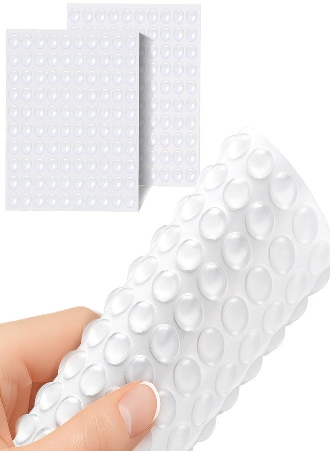 Juminiz 200 Pieces Cabinet Door Bumpers, 0.4inch Round Clear Self Adhesive Bumpers for Cabinets Doors and Drawers - Image 1