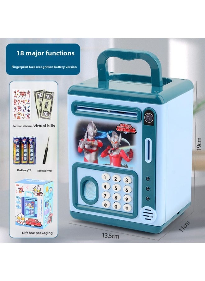 Generic - Creative Ultraman Piggy Bank Large Capacity Children Can't Break, Only Can't Get In Boy Piggy Bank Can't Break, Anti-fall-Color:Ott Green-fingerprint + Face + Children's Song Story/music-Size:Battery Version - Image 1