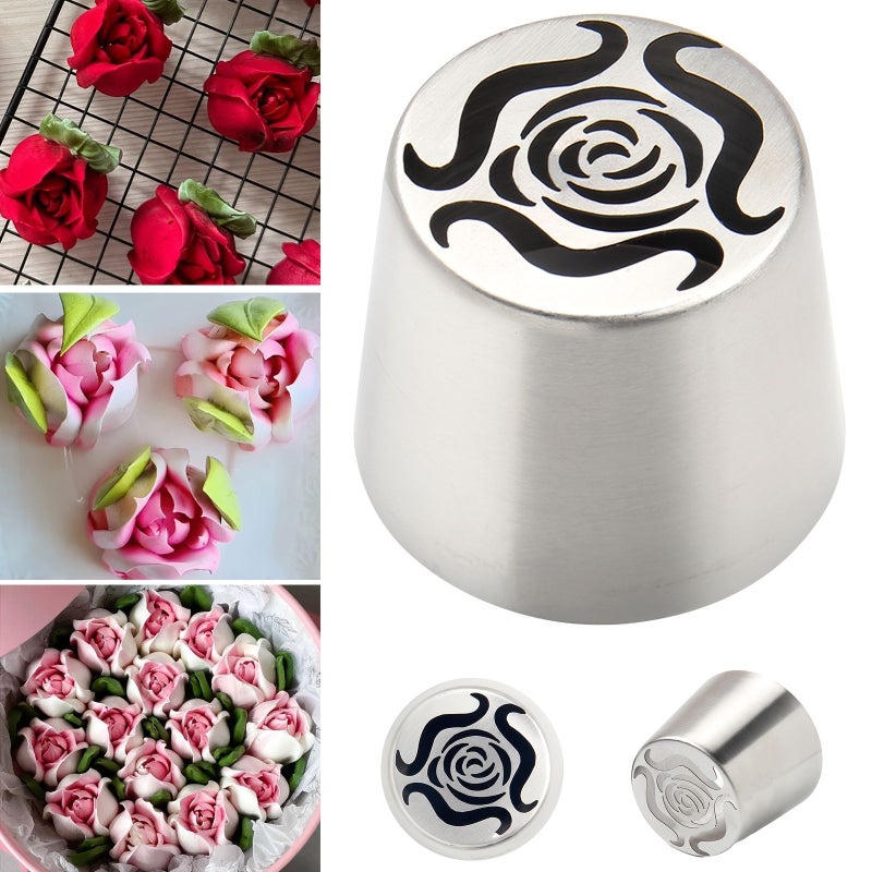 Silvery 19 Piece Extra Large Piping Nozzle Set with 2 Leaf Tips Brush 10 Bags - Image 2