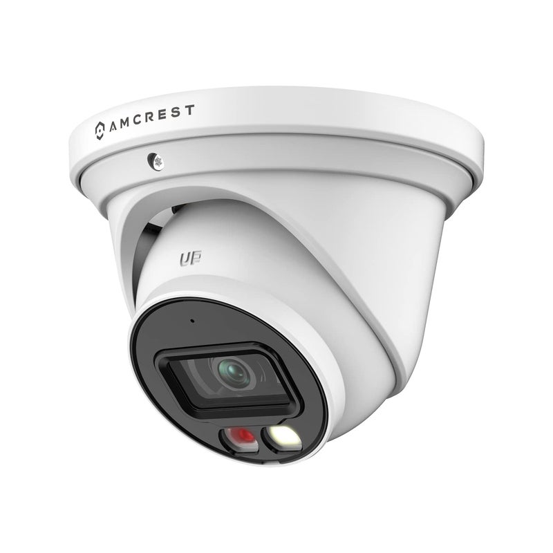 Amcrest 5MP AI Turret IP PoE Camera w/ 49ft Nightvision, Security IP Camera Outdoor, Built-in Microphone, Human & Vehicle Detection, Active Deterrent, 129Â° FOV, 5MP@20fps IP5M-T1277EW-AI - Image 1
